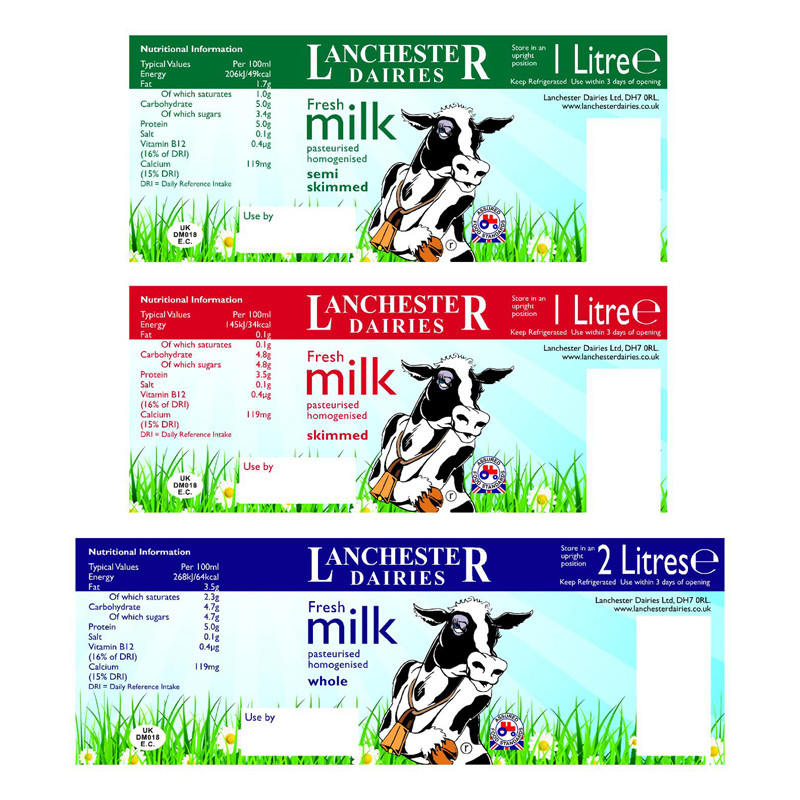Lanchester milk label designs