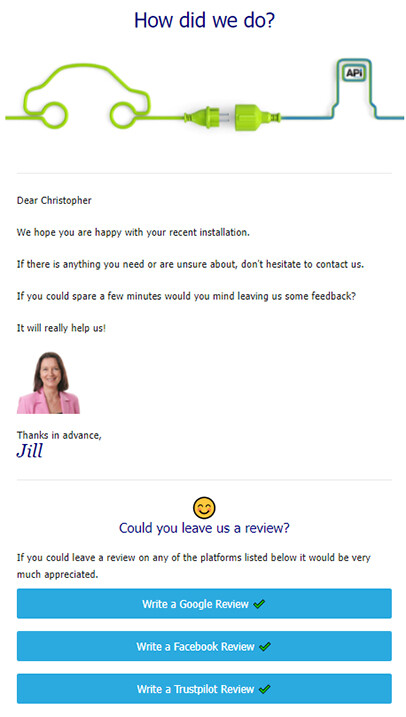 Review email created in MailChimp