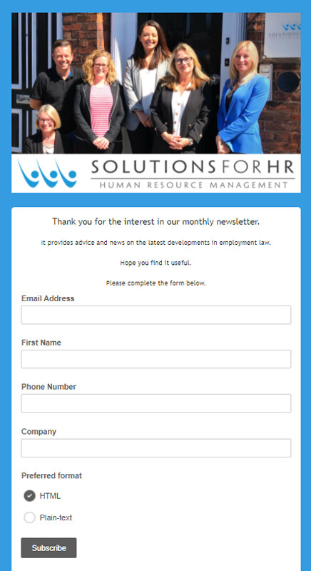 HR MailChimp sign up form